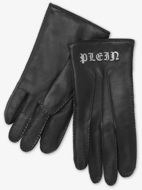 Philipp Plein appliqué-logo leather gloves