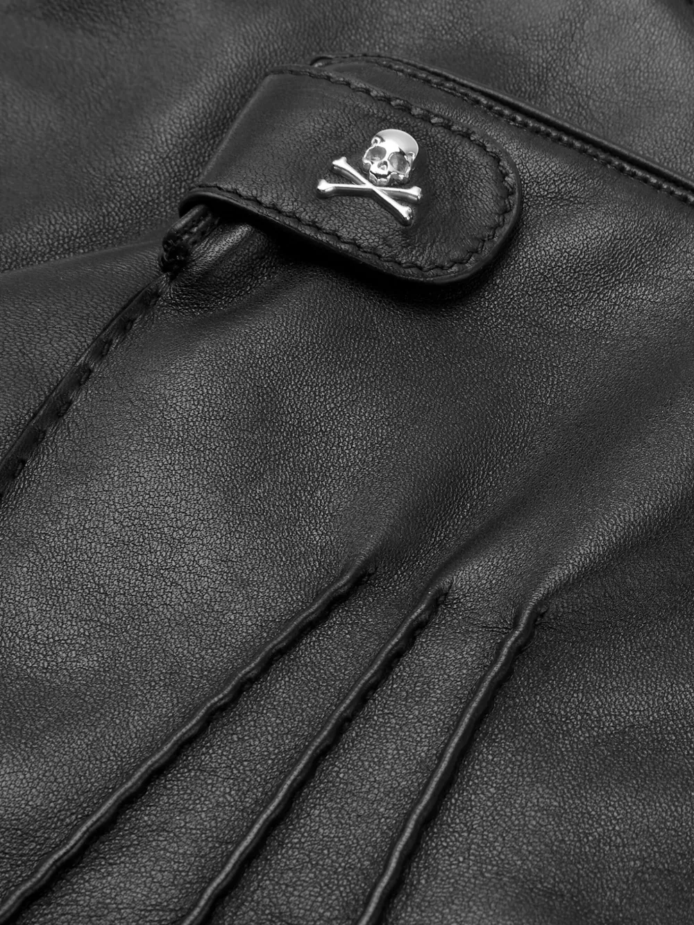 Philipp Plein Leren handschoenen met doodskopapplicatie Zwart