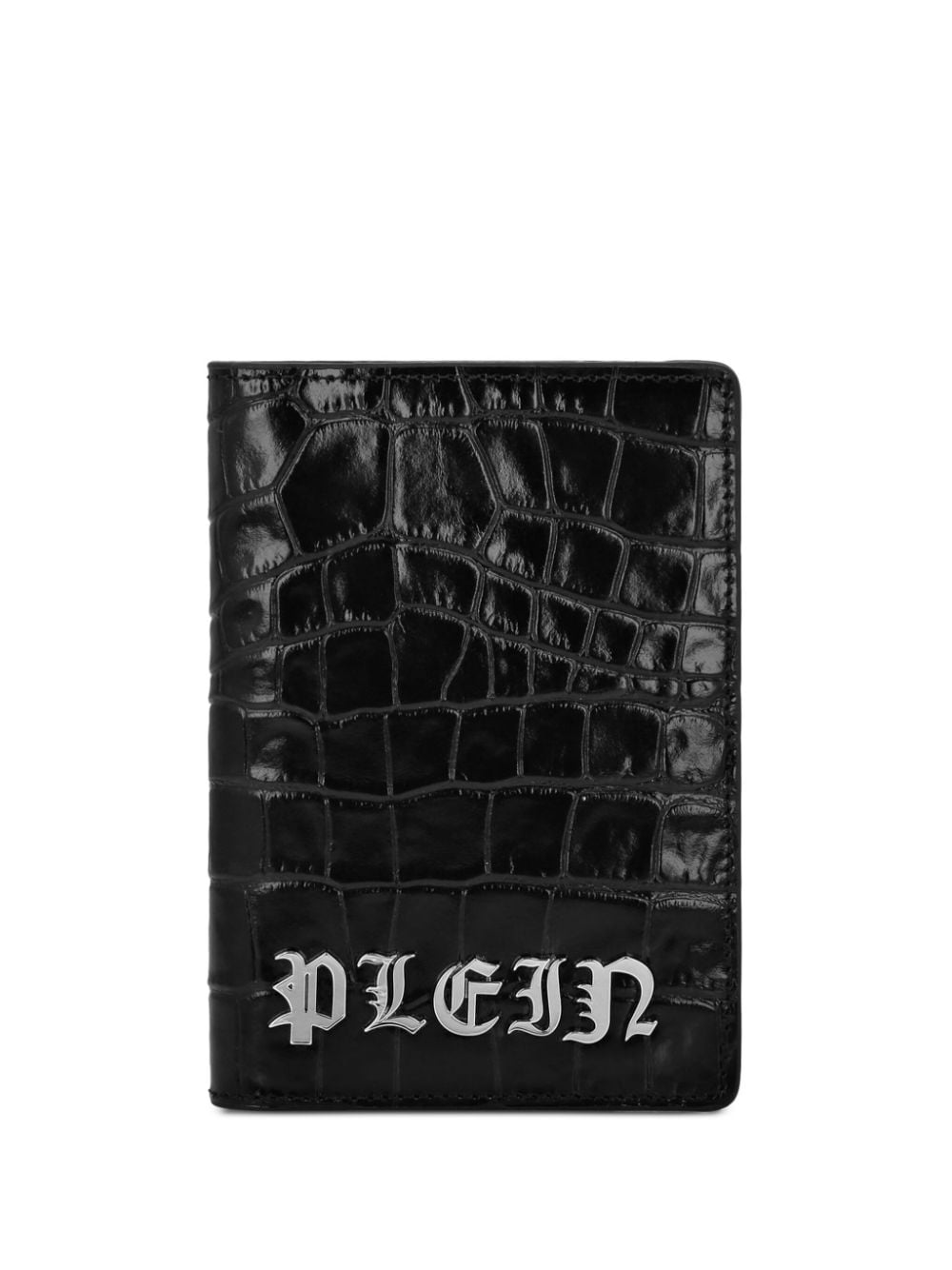 Philipp Plein Gothic Plein Crocodile-embossed Passport Cover In Burgundy