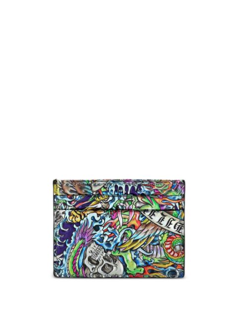 Philipp Plein Tattoo-print leather cardholder Men