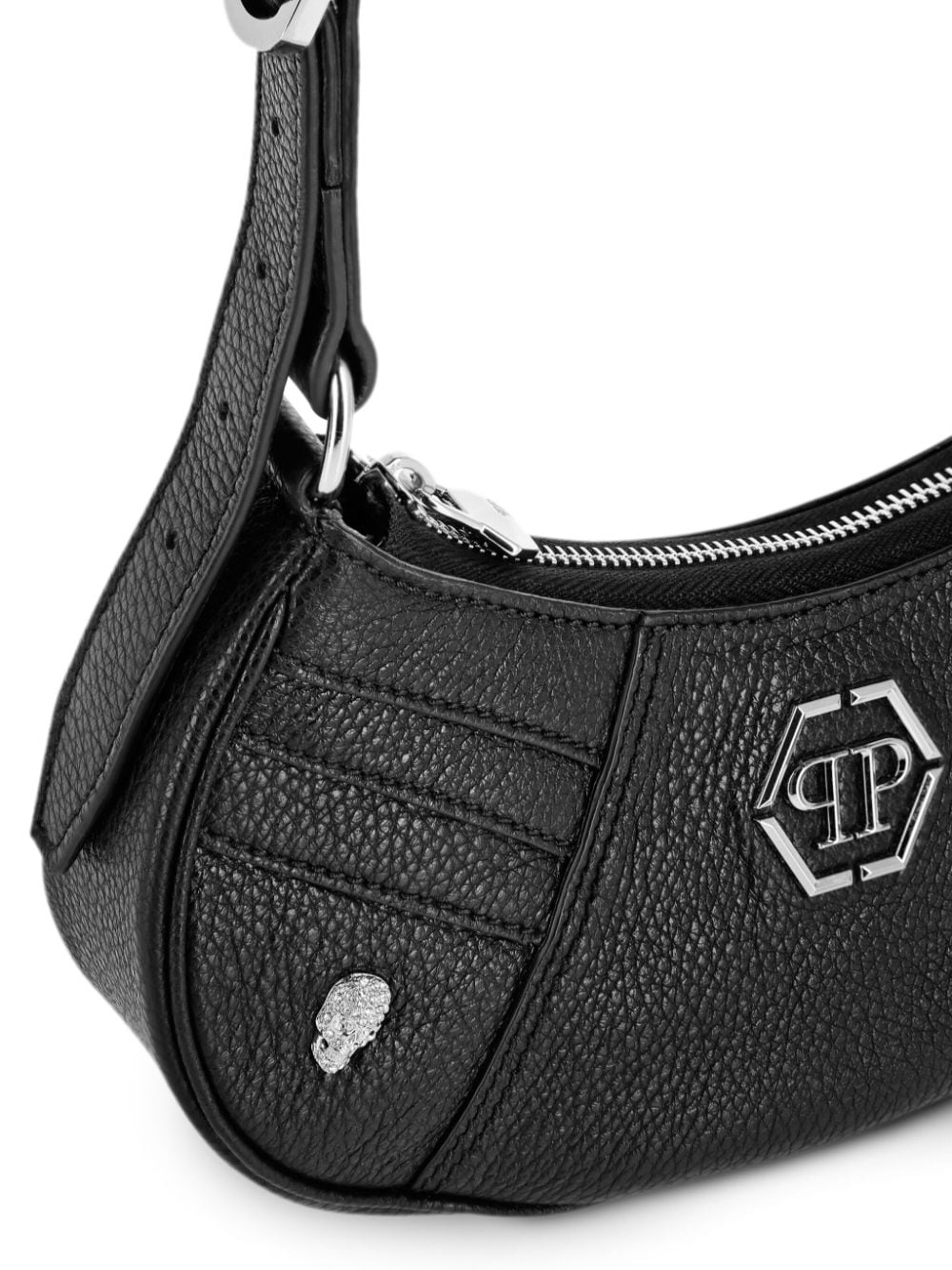 Shop Philipp Plein Mini Leather Shoulder Bag In Black