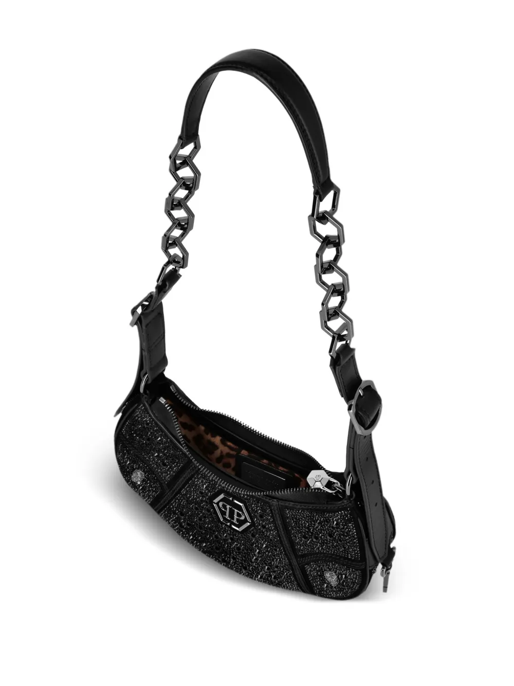 Shop Philipp Plein Crystal-embellished Shoulder Bag In Black