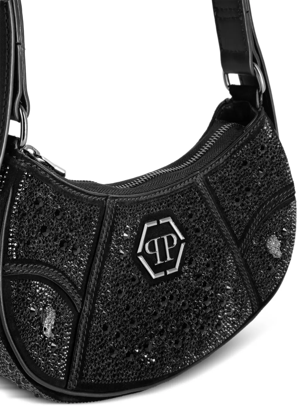 Shop Philipp Plein Crystal-embellished Shoulder Bag In Black