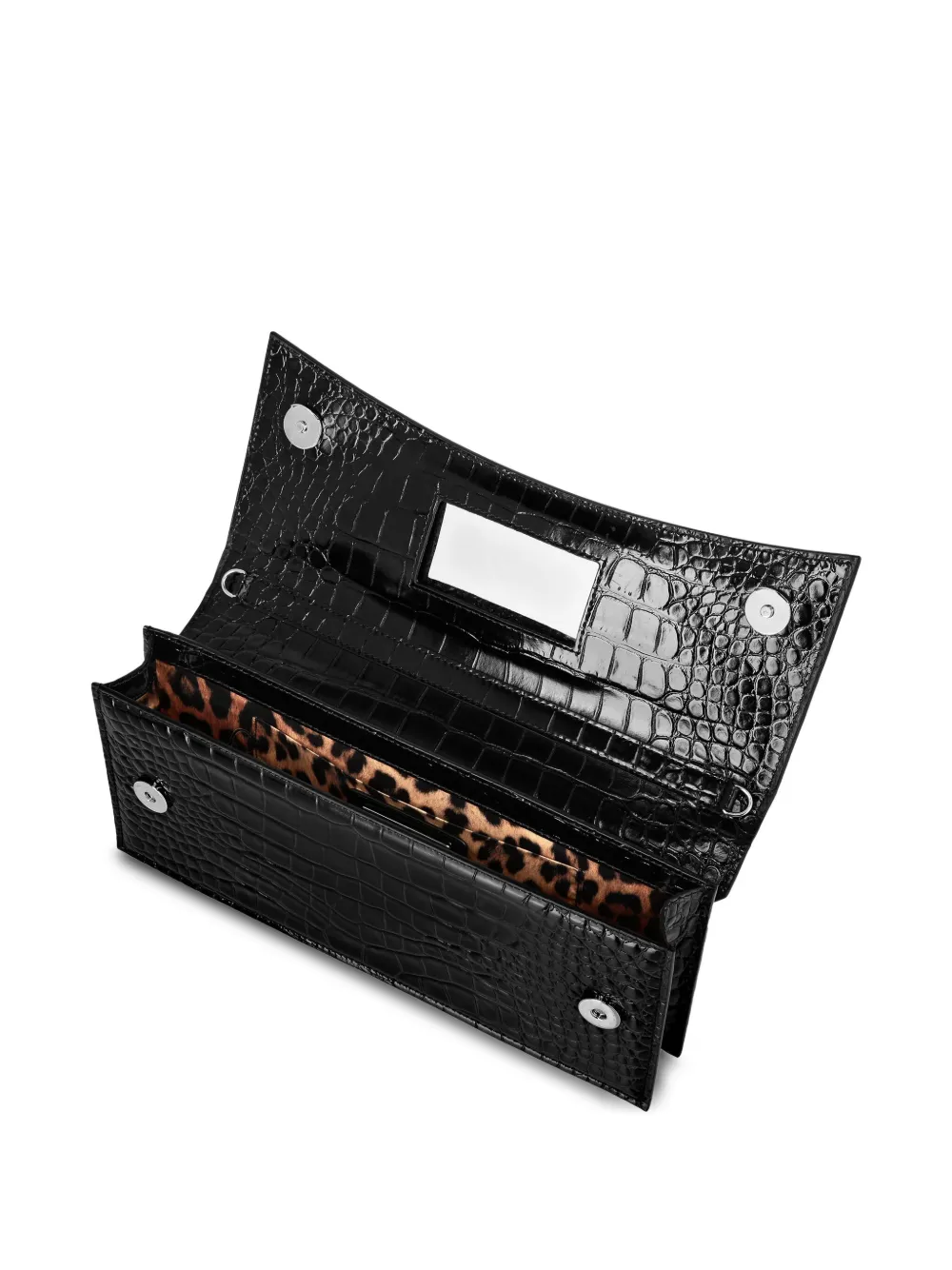 Philipp Plein Gothic Plein clutch met krokodillen-reliëf Zwart