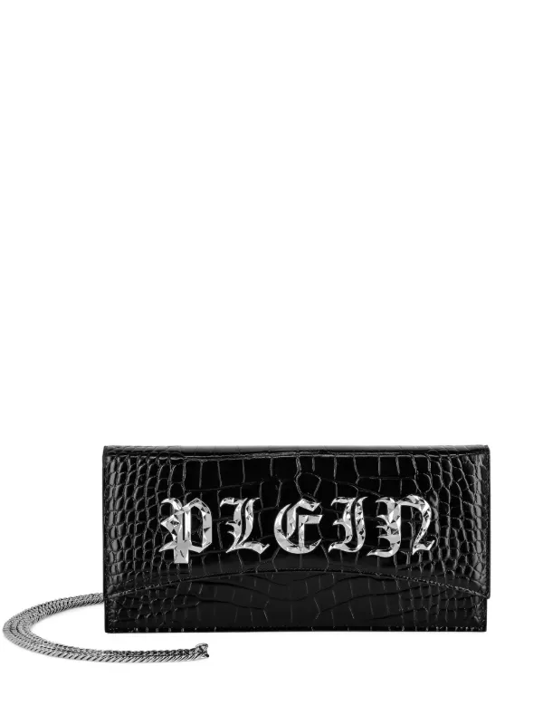 Philipp Plein Gothic Plein croc effect Clutch Bag Black FARFETCH UK