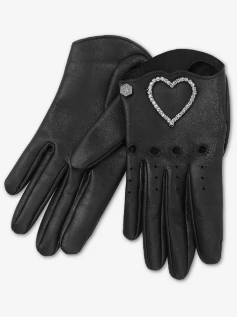 Philipp Plein strass nappa mid-gloves heart