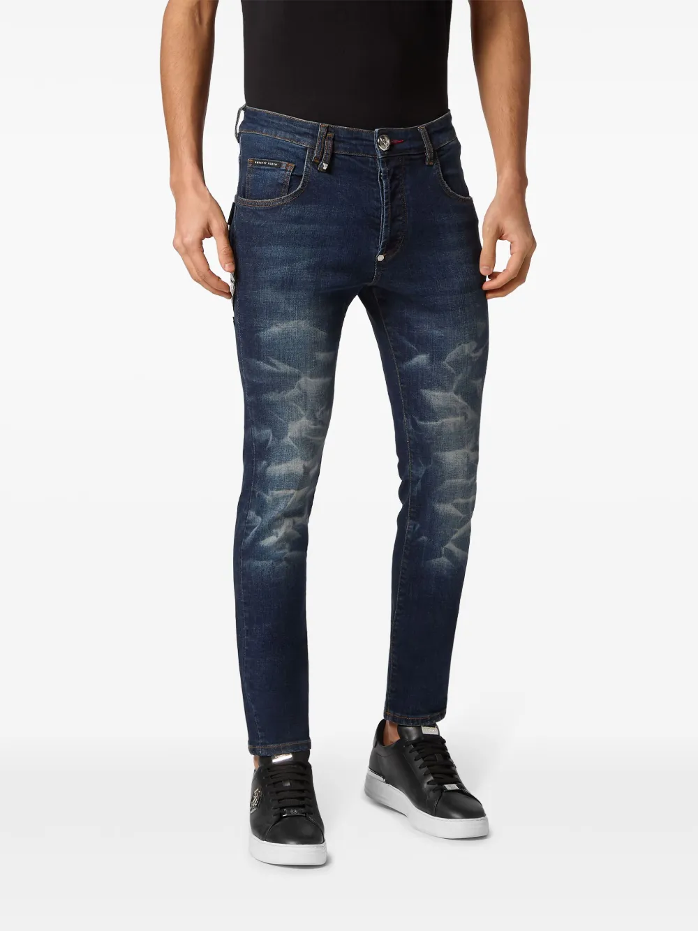 Philipp Plein appliqué-detail skinny jeans - Blauw
