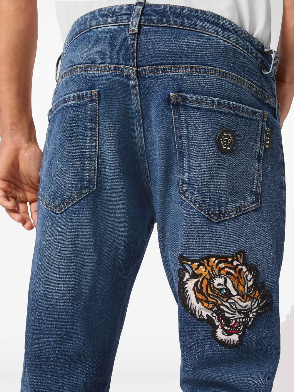 Philipp Plein Tattoo Super straight jeans Blauw