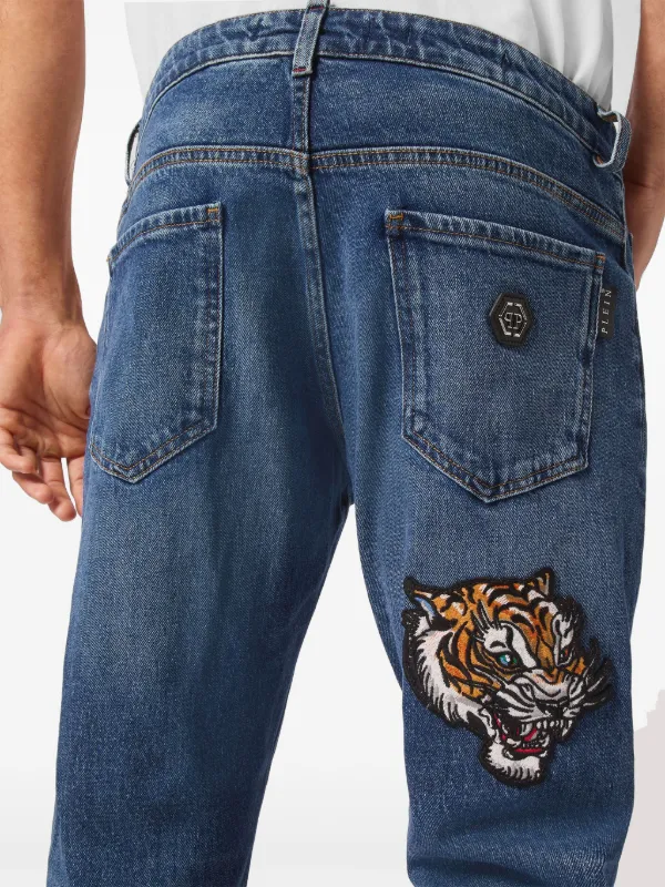 Philipp Plein Tattoo Super straight cut Jeans Blue FARFETCH CA