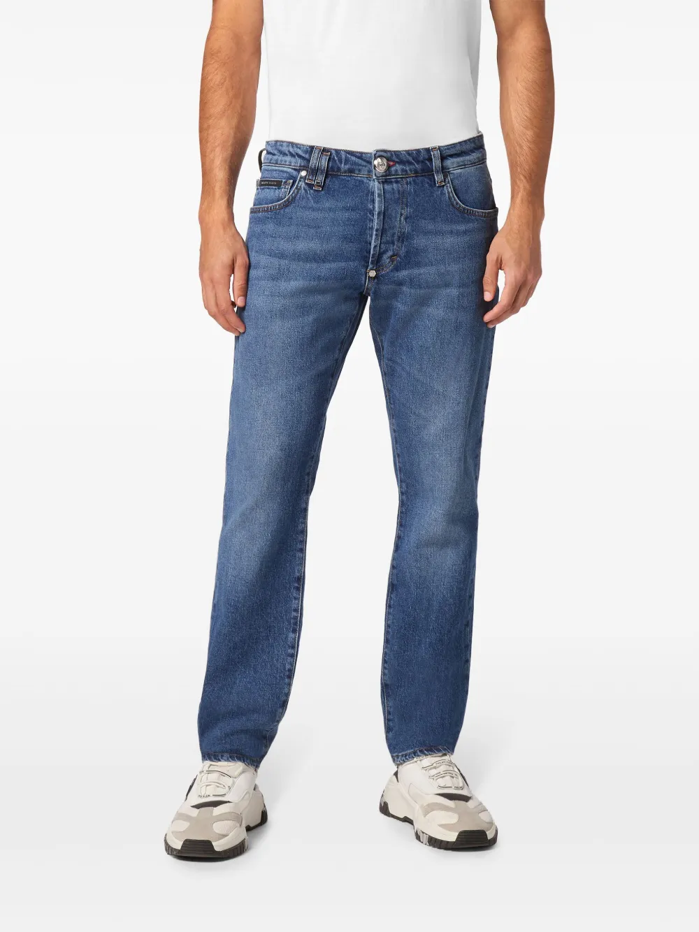 Philipp Plein Tattoo Super straight jeans Blauw