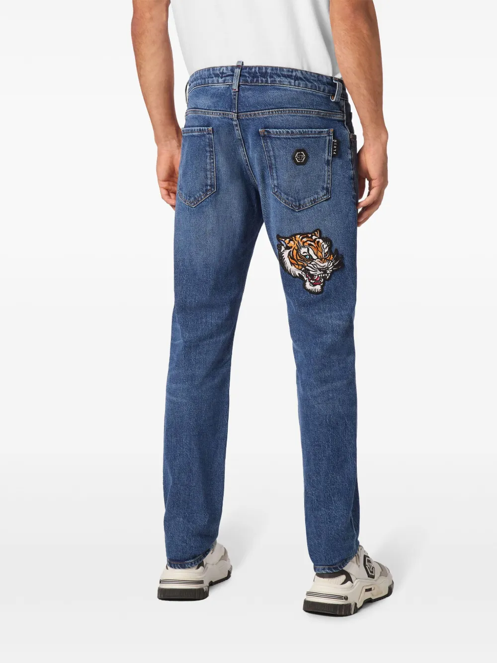 Philipp Plein Tattoo Super straight jeans Blauw