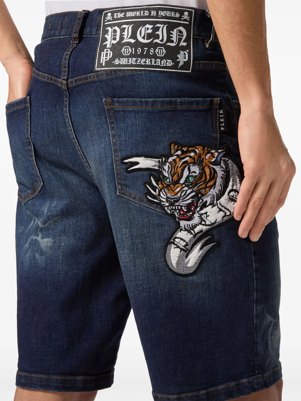 Philipp Plein Shorts met logopatch Blauw