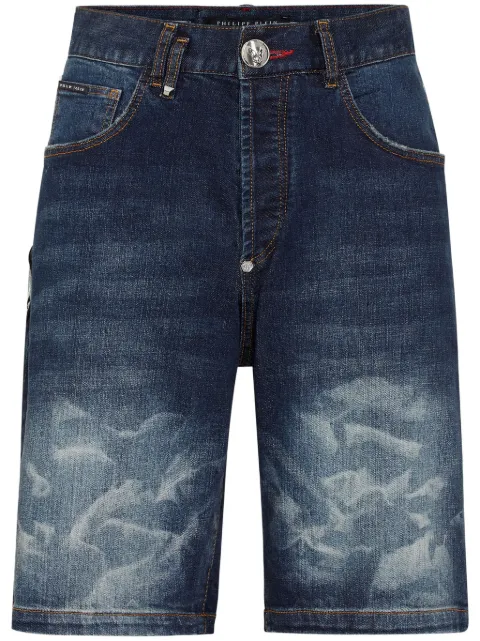 Philipp Plein shorts de mezclilla con aplique del logo