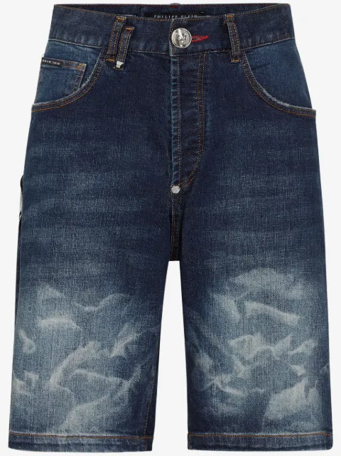Philipp Plein pantalones vaqueros cortos con logo