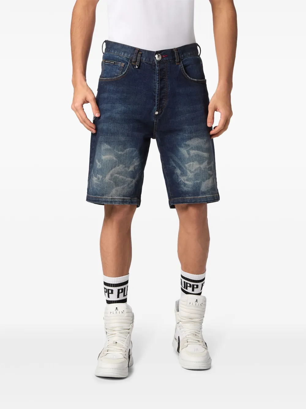 Philipp Plein Shorts met logopatch - Blauw