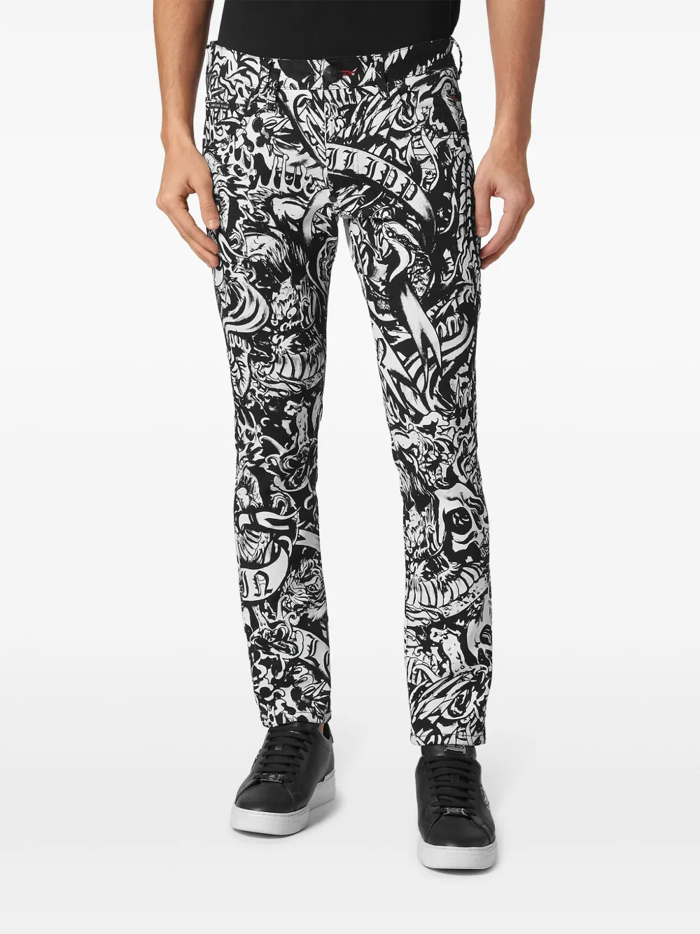Philipp Plein Skinny jeans met print - Zwart