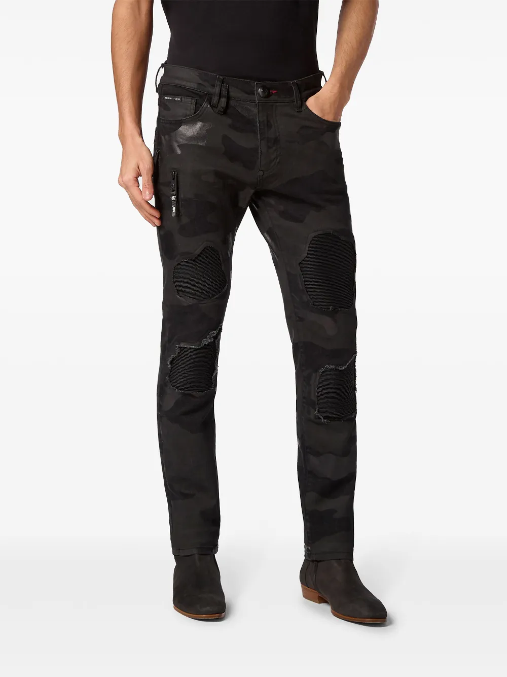 Philipp Plein Skinny jeans met camouflageprint Zwart
