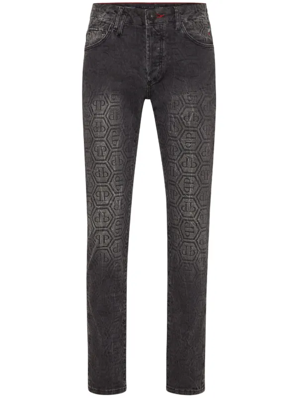 Philipp Plein モノグラム ストレートジーンズ | グレー | FARFETCH JP