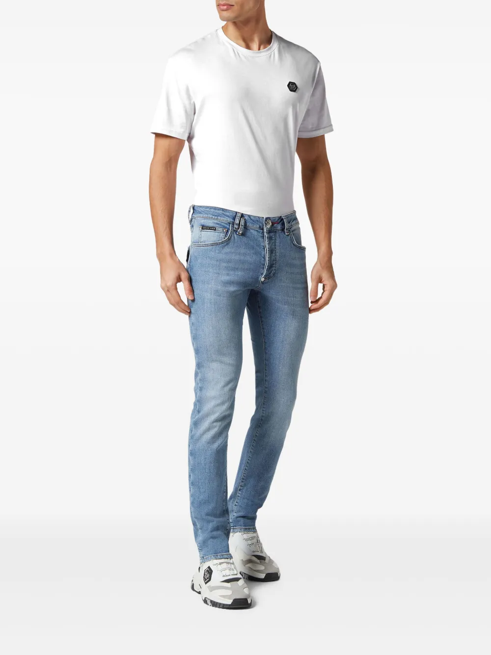 philippplein Philipp Plein Jeans met doodskopprint - Blauw