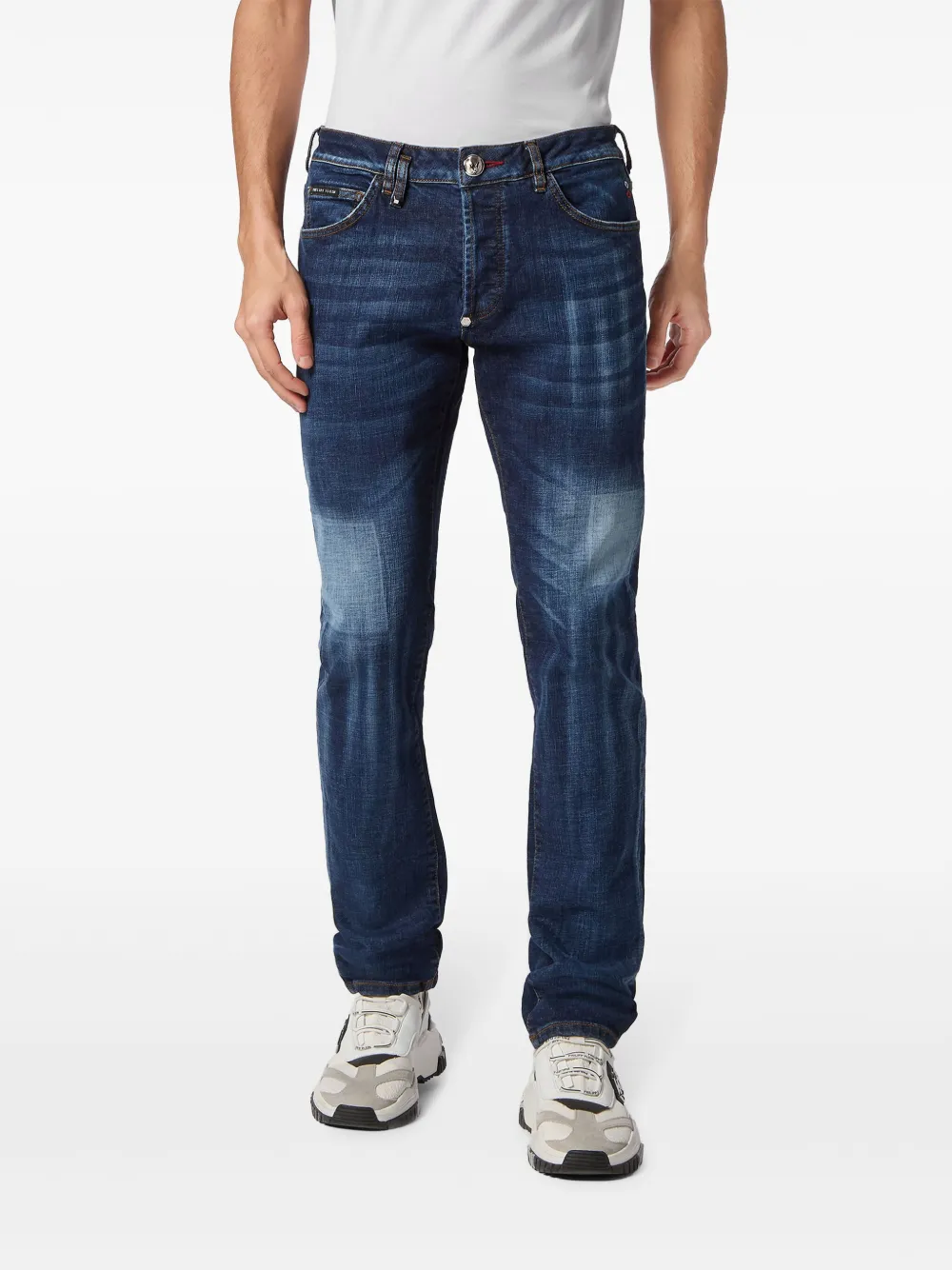 Philipp Plein Skull skinny jeans Blauw