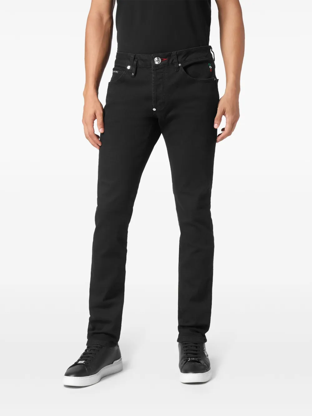 Philipp Plein Jeans met logopatch Zwart