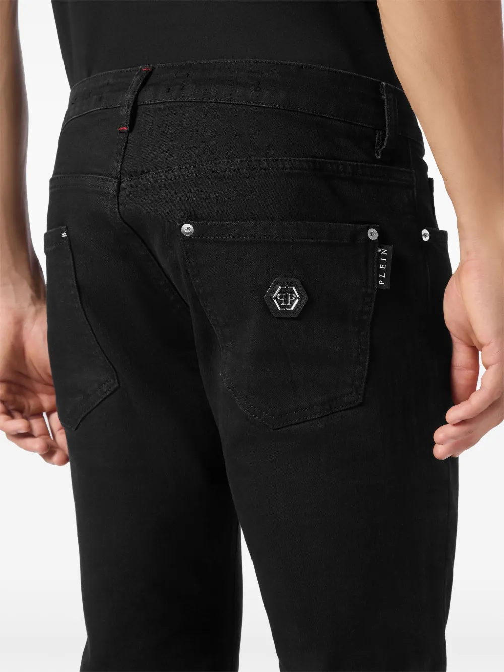 Philipp Plein Jeans met logopatch Zwart