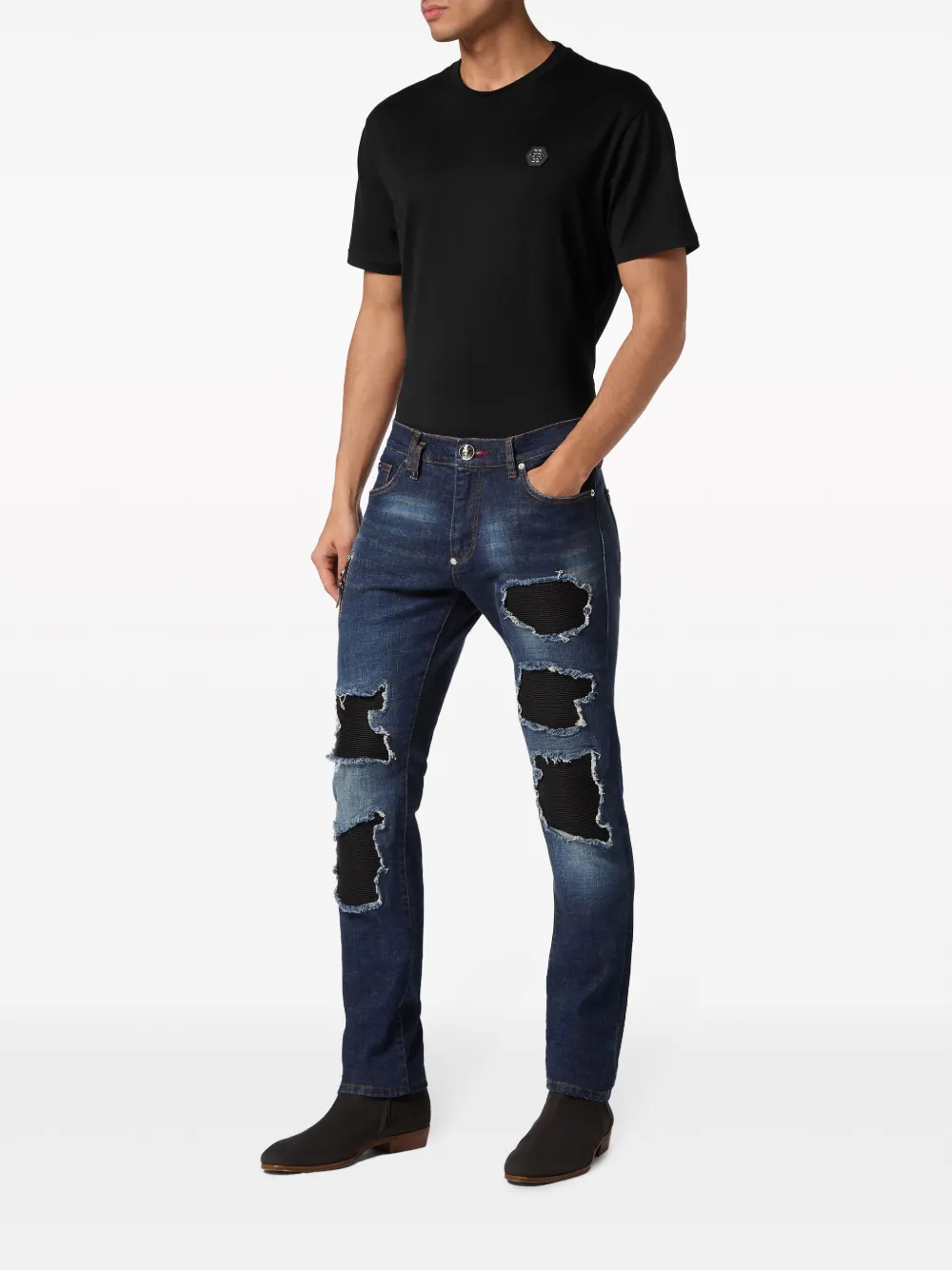 philippplein Philipp Plein Jeans met gerafeld-effect - Blauw