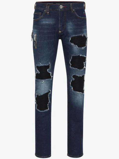 Philipp Plein jean skinny Rock Star à empiècements côtelés