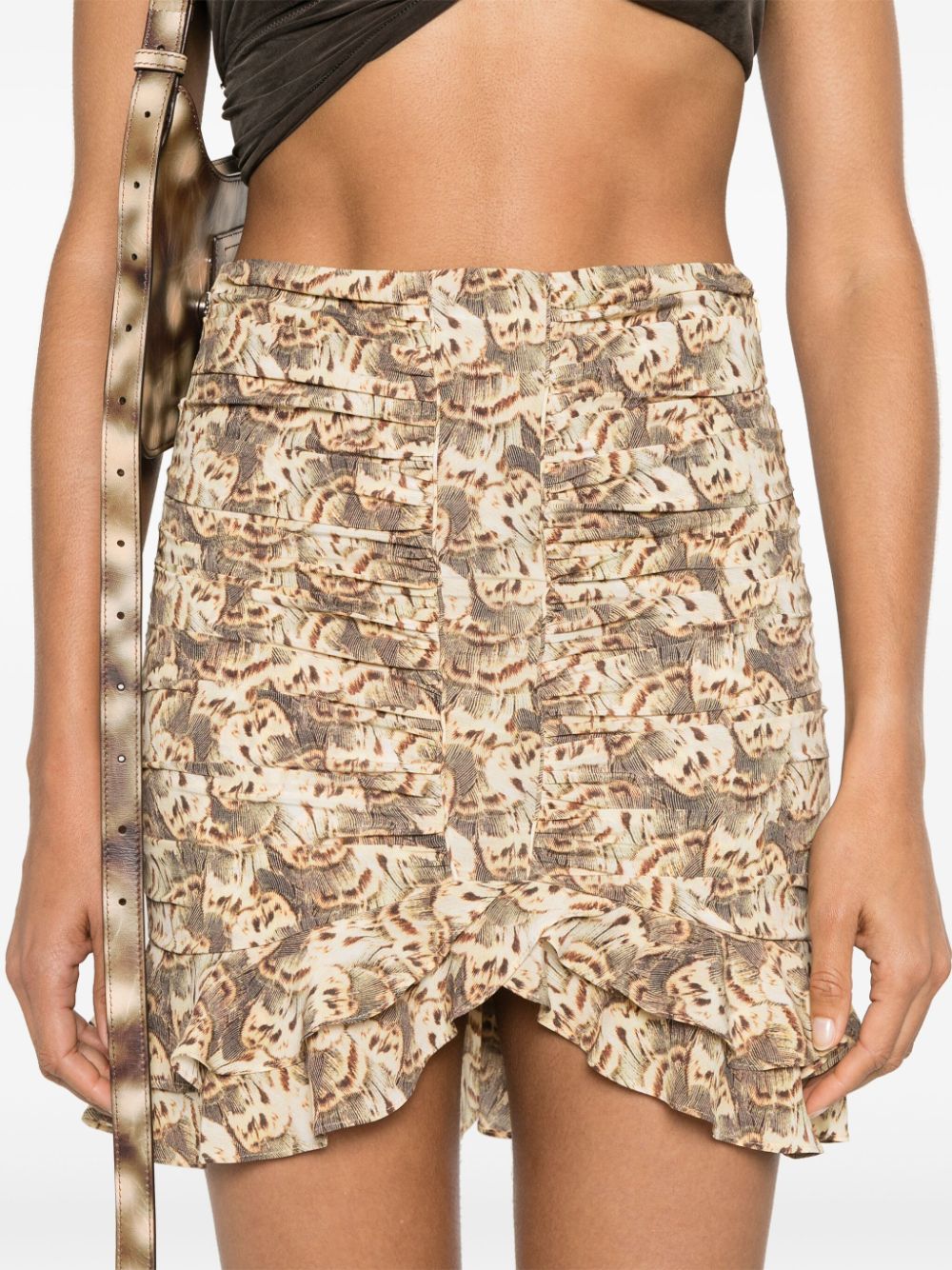 ISABEL MARANT Mini-rok met gesmokt detail Beige