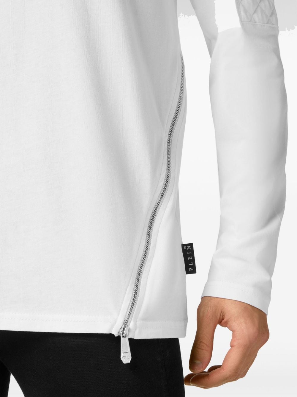 Shop Philipp Plein Appliqué Quilted-panels Sweatshirt In "01 White"