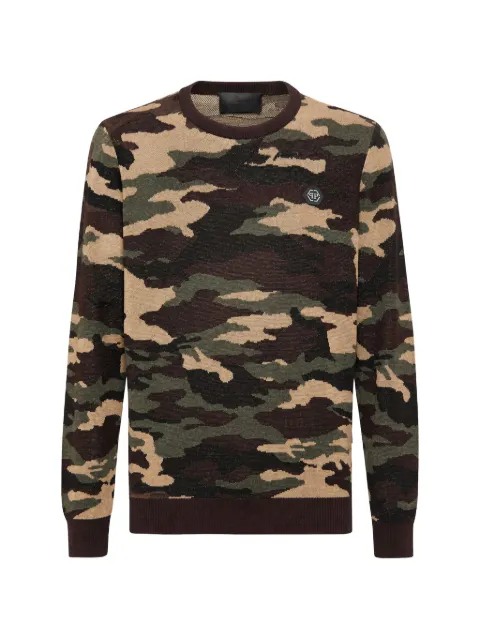Philipp Plein suéter de lana merino con estampado militar