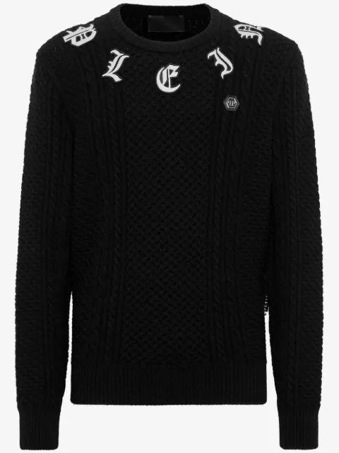 Philipp Plein logo-embroidered cashmere jumper