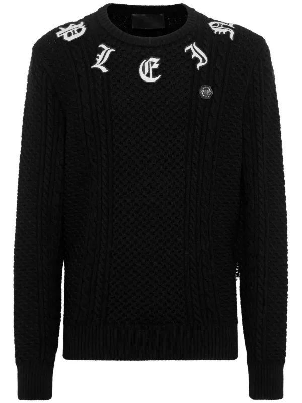 Philipp Plein logo-embroidered Cashmere Jumper Black FARFETCH IN