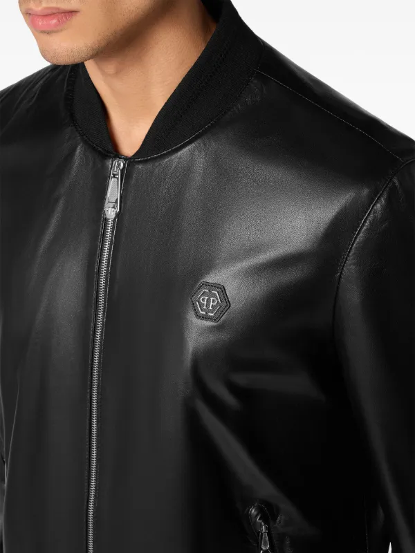 Philipp Plein レザー ボンバージャケット | ブラック | FARFETCH JP