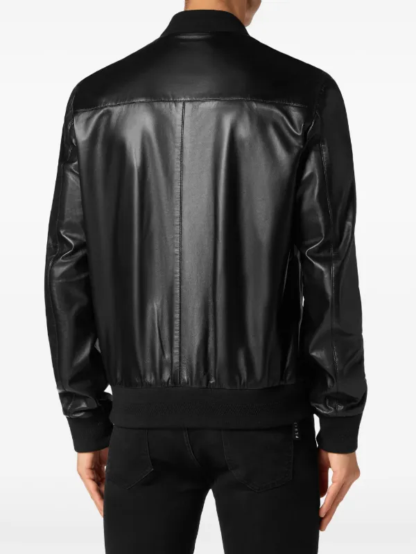 Philipp Plein レザー ボンバージャケット | ブラック | FARFETCH JP