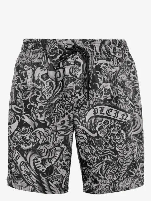 Philipp Plein Badeshorts mit Tattoo-Print