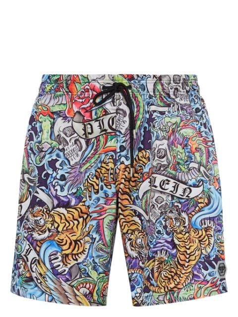 Philipp Plein bermudas con estampado de tatuaje