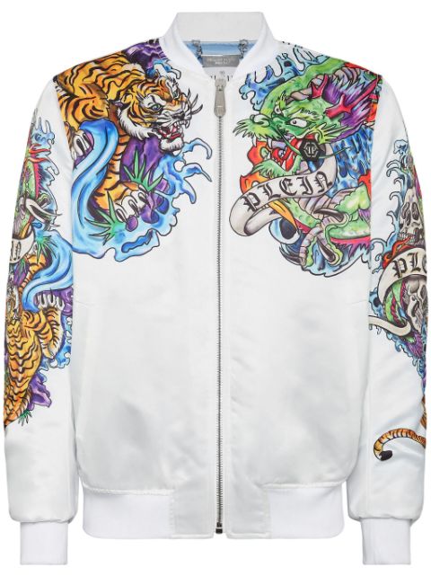 Philipp Plein tattoo-print bomber jacket Men