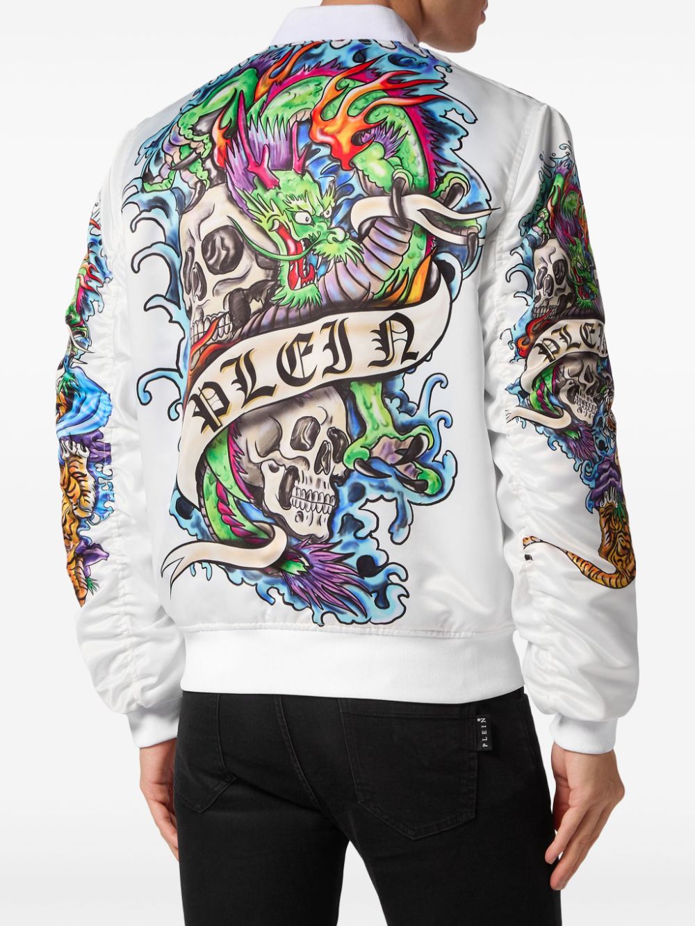 Shop Philipp Plein Tattoo-print Bomber Jacket In White