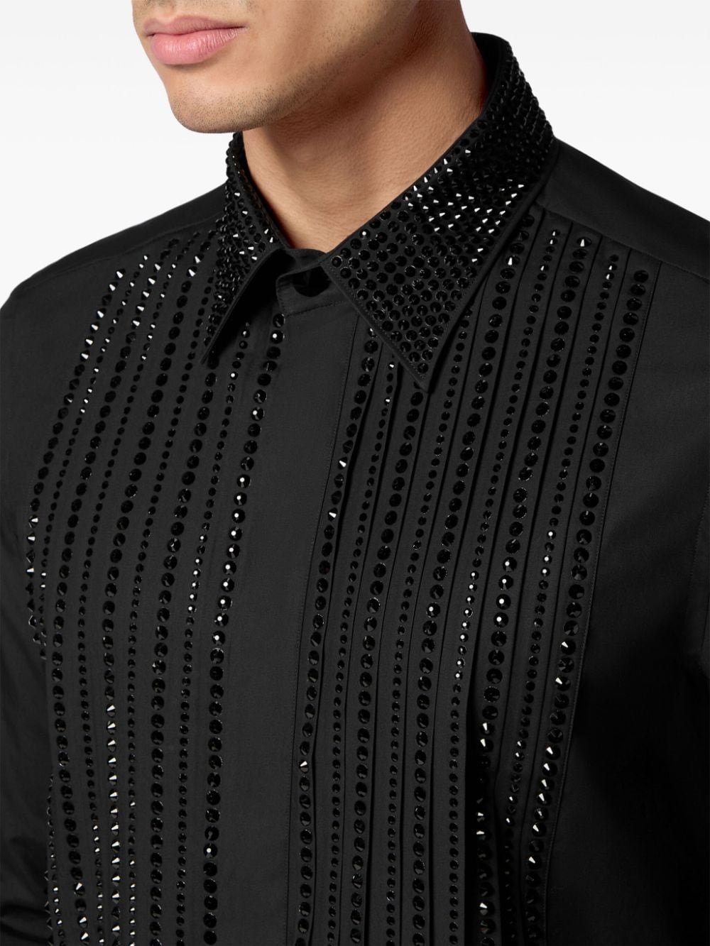 Philipp Plein Katoenen overhemd met stras Zwart