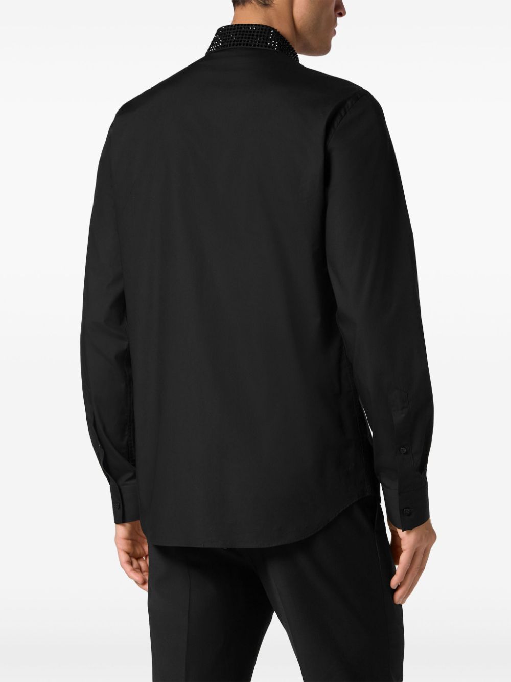 Philipp Plein Katoenen overhemd met stras Zwart