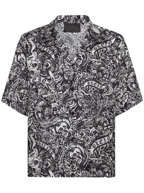 Philipp Plein Tattoo short-sleeve silk shirt Men