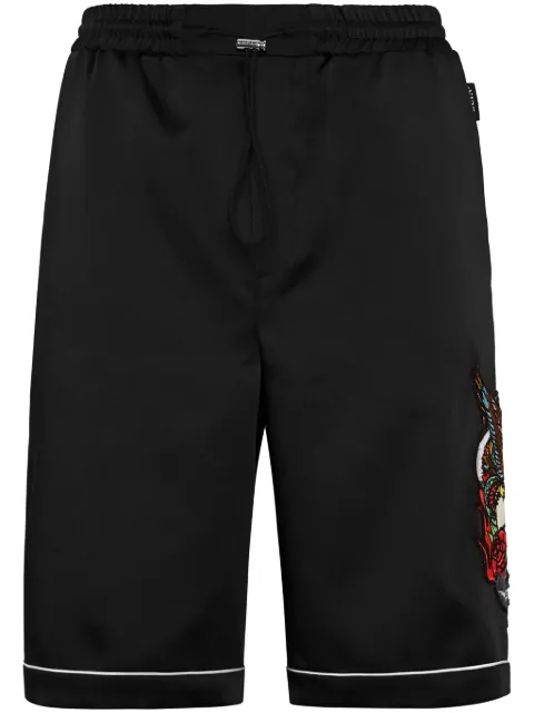 Philipp Plein tattoo-print satin shorts