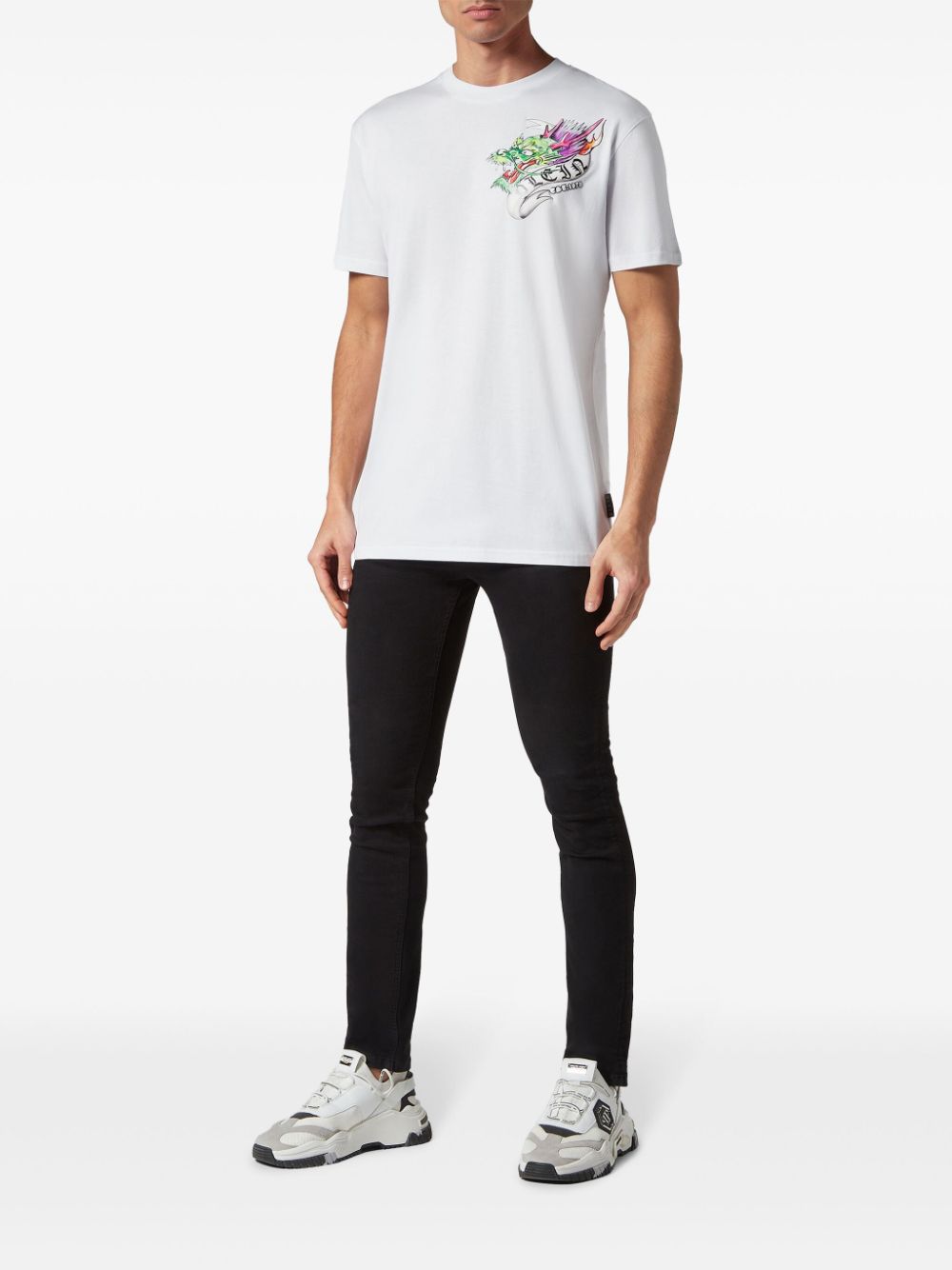 Philipp Plein Katoenen T-shirt met tatoeageprint - Wit