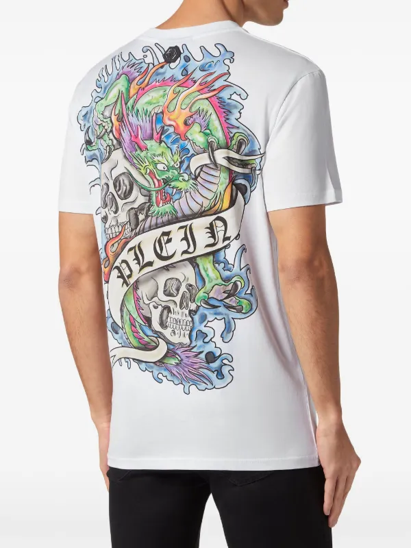 Philipp Plein Tattoo-print Cotton T-shirt | White | FARFETCH JO