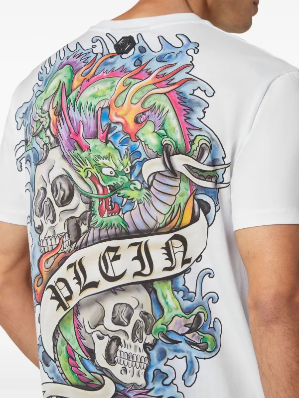 Tシャツ・カットソー PHILIPP PLEIN Men T-shirt White 1 PAECMTK8122PJY002N 01 White T-shirt with rhinestones brand PHILIPP PLEIN