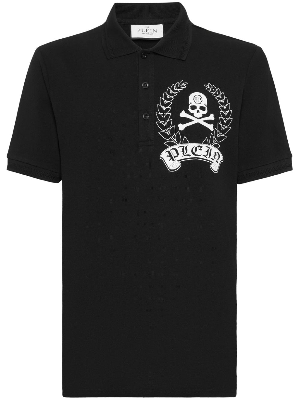 Philipp Plein Graphic-print Cotton Polo Shirt In Black
