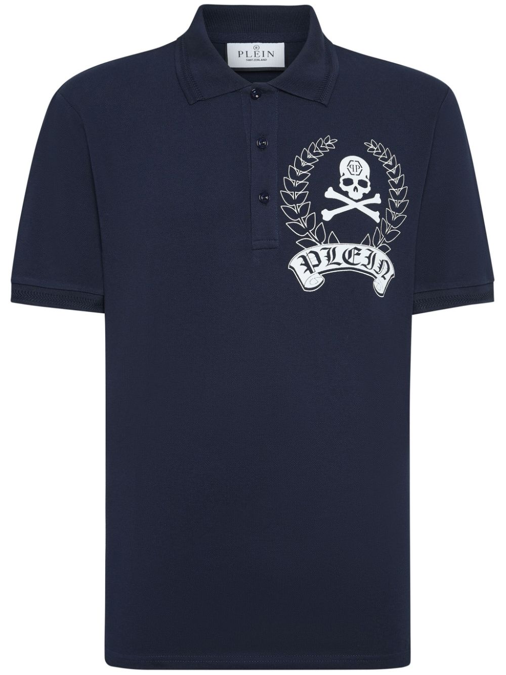 graphic-print cotton polo shirt