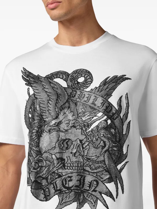 Philipp Plein SS Tattoo Round Neck t-shirt White FARFETCH OM