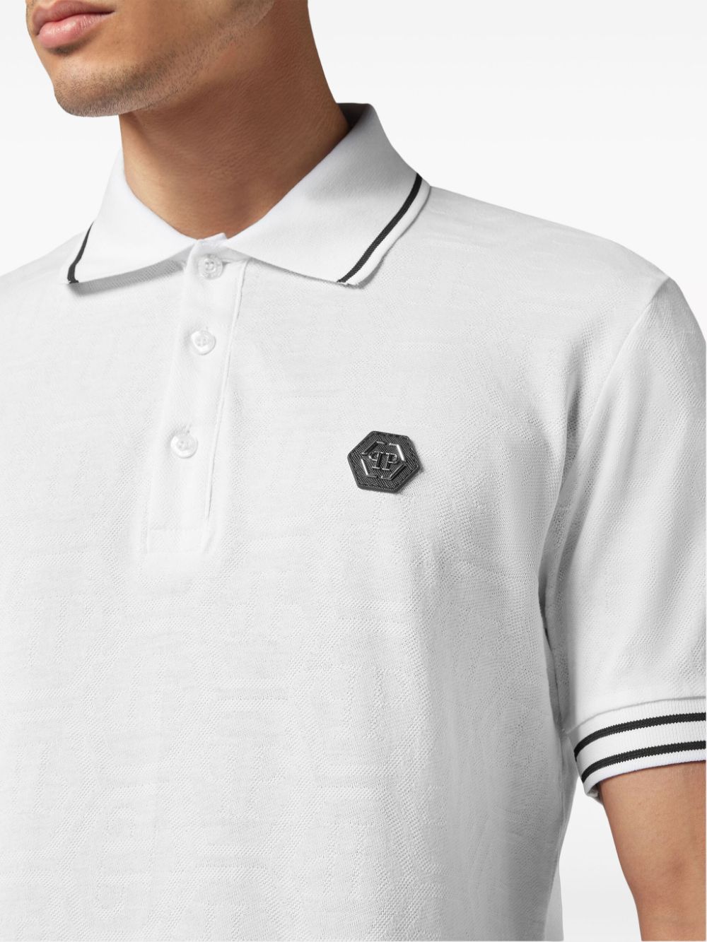 Cheap Philipp Plein logo-applique cotton polo shirt Men